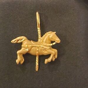 14KT Gold Vintage Carousel Charm 1” high including bail7/8” long